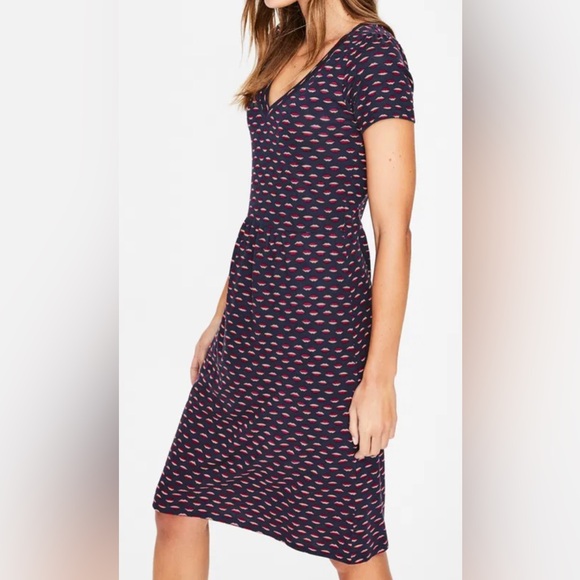Boden Penelope Red Lips Jersey Dress Size 8P - Picture 2 of 9